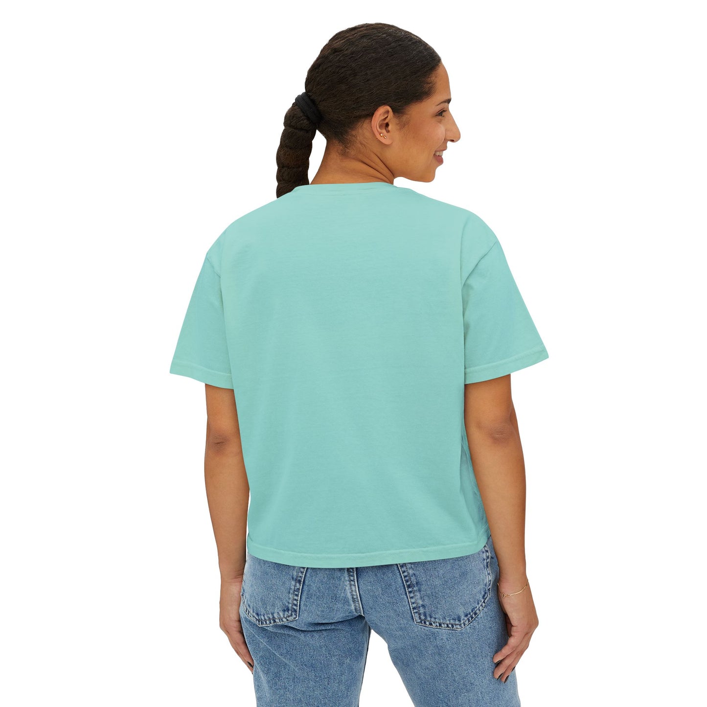 Breast Cancer Awareness Women's Boxy Tee — "Tackle Breast Cancer" Pink Ribbon Sports Icons