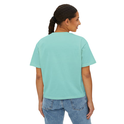 Breast Cancer Awareness Women's Boxy Tee — "Tackle Breast Cancer" Pink Ribbon Sports Icons