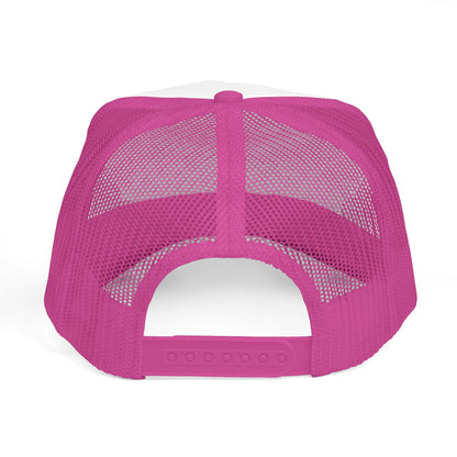 Breast Cancer Awareness Trucker Cap — Pink Ribbon & Happy Hearts Design