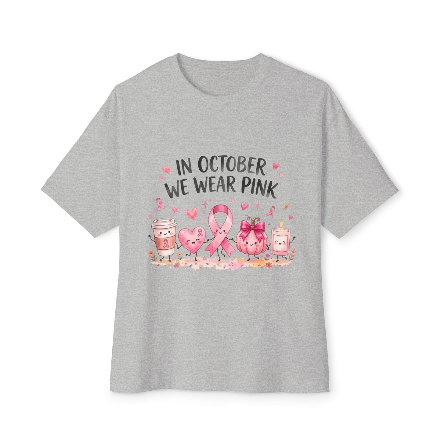 Breast Cancer Awareness T-Shirt — "In October We Wear Pink" Oversized Tee