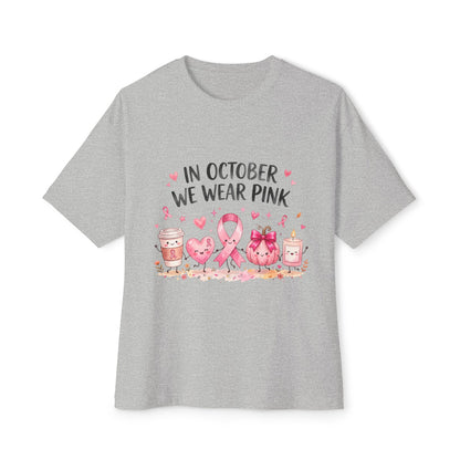 Breast Cancer Awareness T-Shirt — "In October We Wear Pink" Oversized Tee
