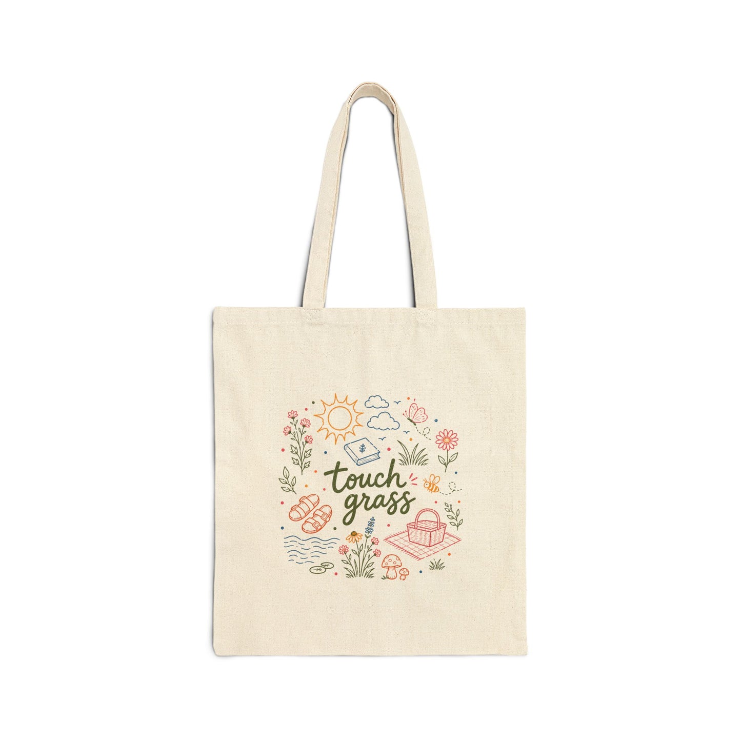 Touch Grass Canvas Tote Bag