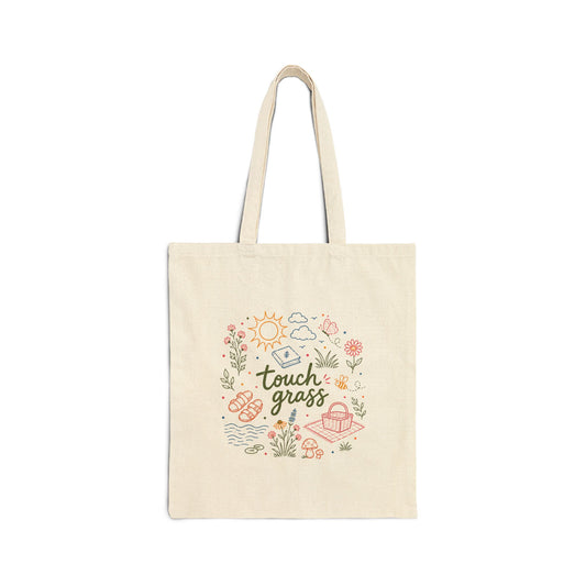 Touch Grass Canvas Tote Bag