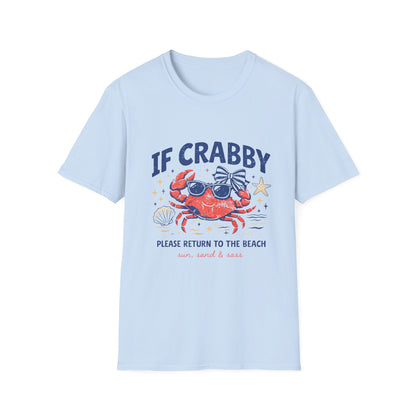 If Crabby Please Return to the Beach T-Shirt — Cute Summer Crab Graphic Tee