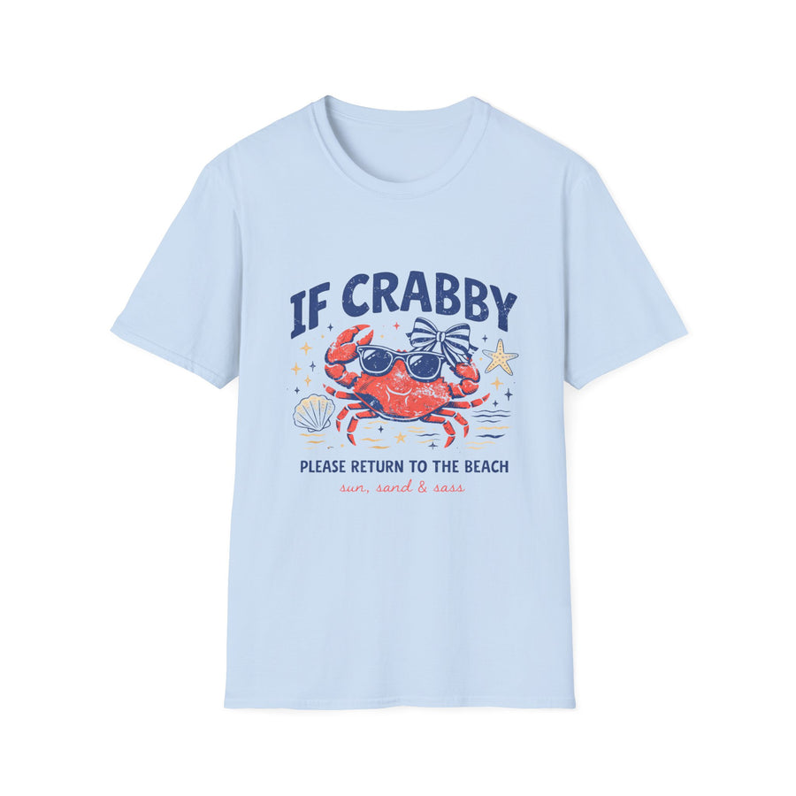 If Crabby Please Return to the Beach T-Shirt — Cute Summer Crab Graphic Tee