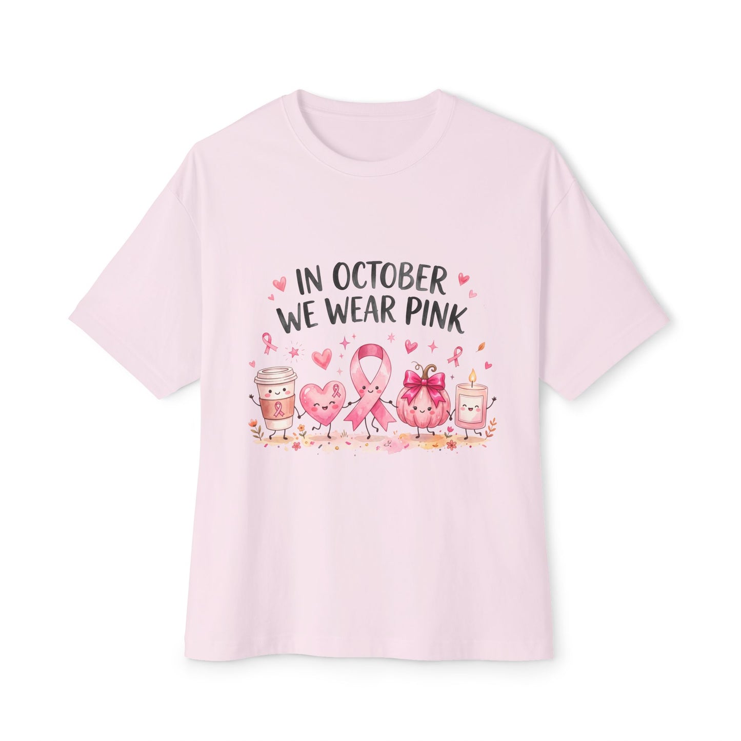 Breast Cancer Awareness T-Shirt — "In October We Wear Pink" Oversized Tee
