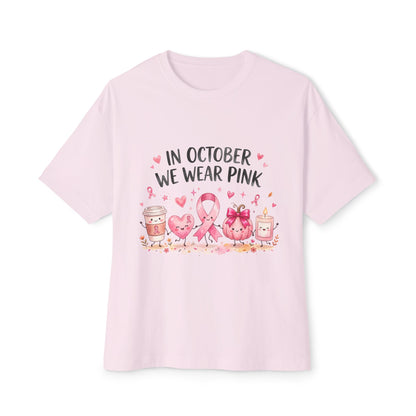 Breast Cancer Awareness T-Shirt — "In October We Wear Pink" Oversized Tee