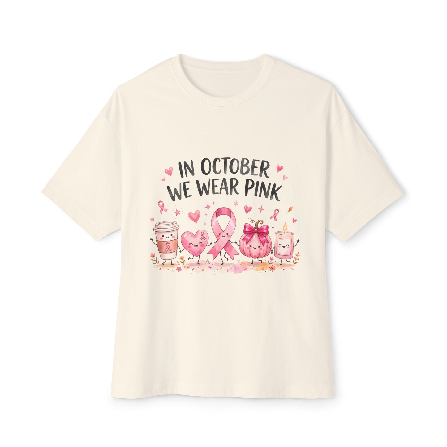 Breast Cancer Awareness T-Shirt — "In October We Wear Pink" Oversized Tee