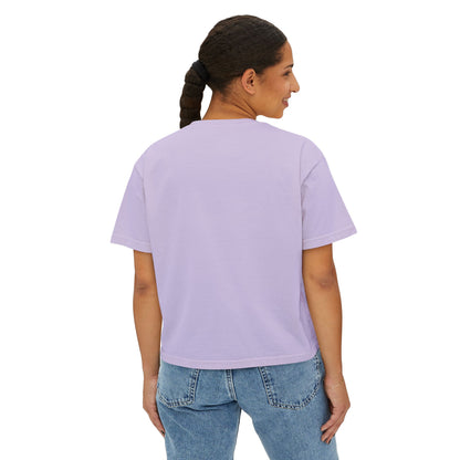 Breast Cancer Awareness Women's Boxy Tee — "Tackle Breast Cancer" Pink Ribbon Sports Icons